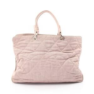 Chanel Coco Mark Tote Bag Canvas Leather Pink